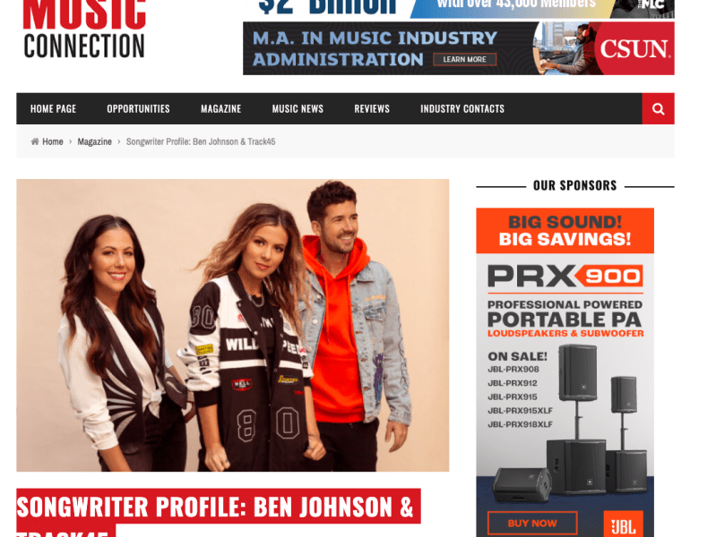 Songwriter Profile: Ben Johnson & Track45 